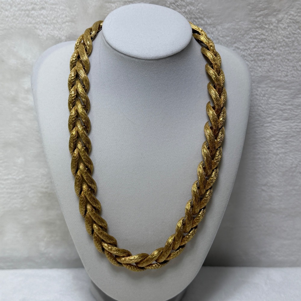 VTG FO Fernando Originals Gold Plated Textured Braided Wheat Link ‎ Necklace